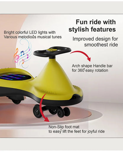 Swing Car with Music – Fun, Safe & Battery-Free Ride-On Toy for Kids
