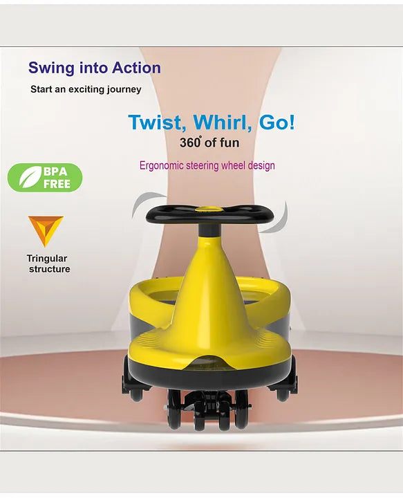 Swing Car with Music – Fun, Safe & Battery-Free Ride-On Toy for Kids